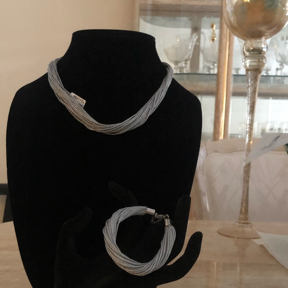 Multi-Strand Stainless Steel Necklace and Bracelet